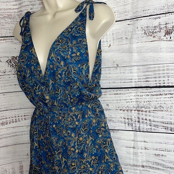 Honey Belle Romper Womens Small Sleeveless deep v plunge paisley print - Picture 5 of 13